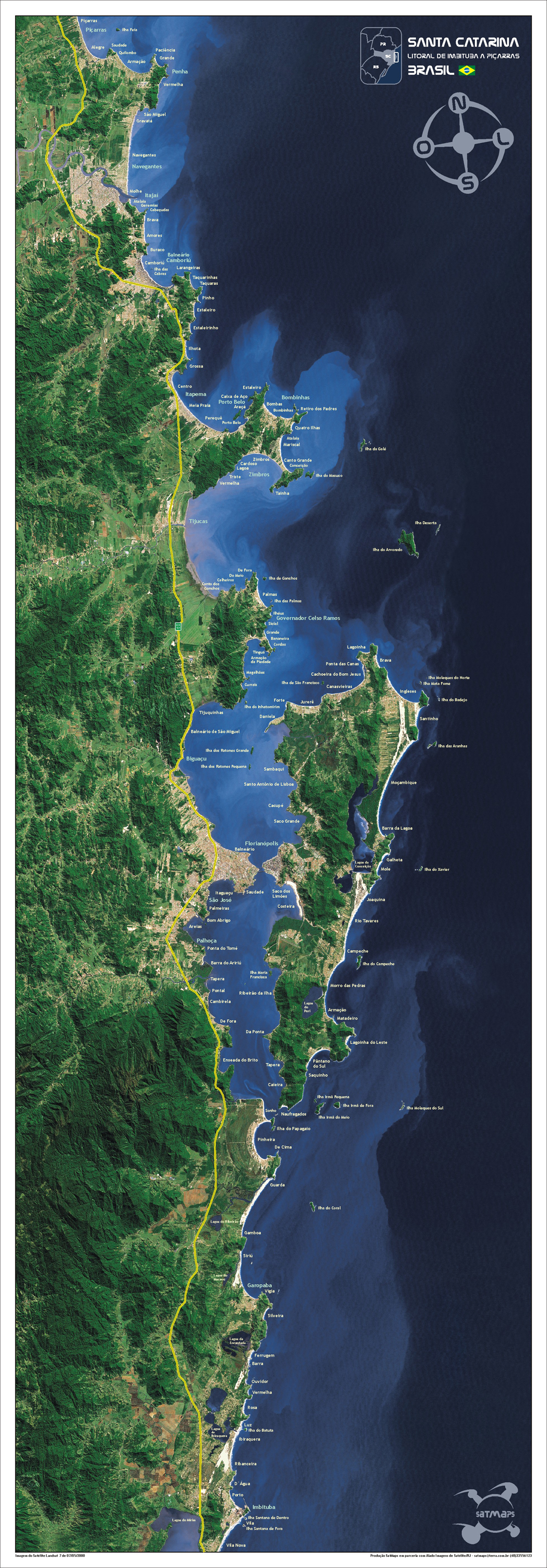 Poster Imbituba a Picarras - Imagem de satelite LandSat 7